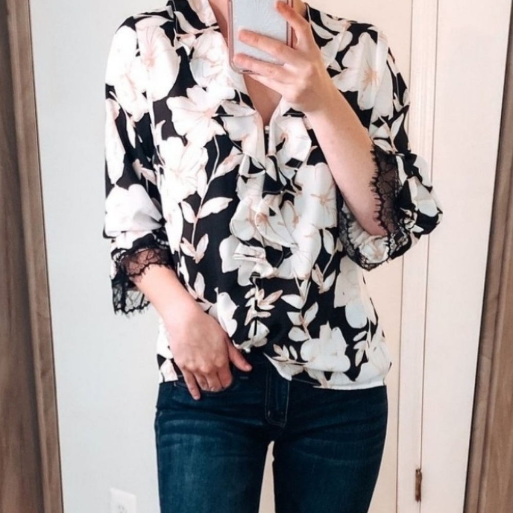 Karl Lagerfeld floral and lace blouse